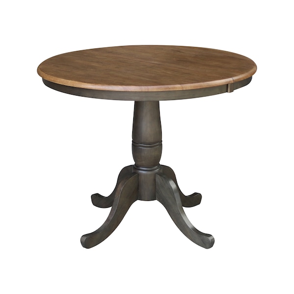 International Concepts Round 36 in Rd top ped table, 12 in leaf, 29.3 inh, dining Height, Hickory/Washed Coal, 36 W, 48 L K45-36RXT - main